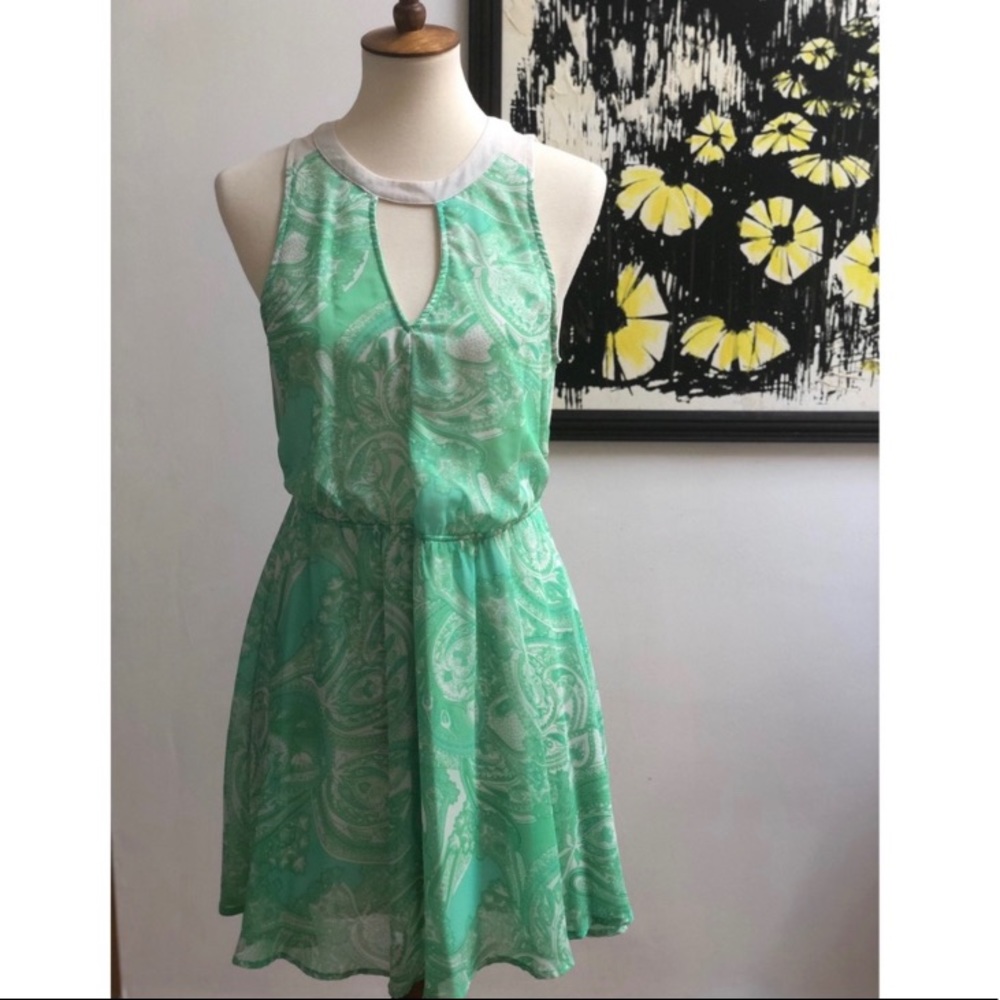 Nordstrom Lush Green Paisley Mini Dress